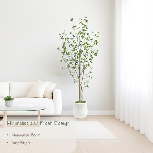 Bellacat 6ft Artificial Minimalist Citrus Tree with Lifelike Leaves, 72in Faux Citrus Tree with Realistic Trunks, Faux Tree Indoor Outdoor for Home Office Living Room Bedroom Porch Decor. - color: Black, size: 6ft