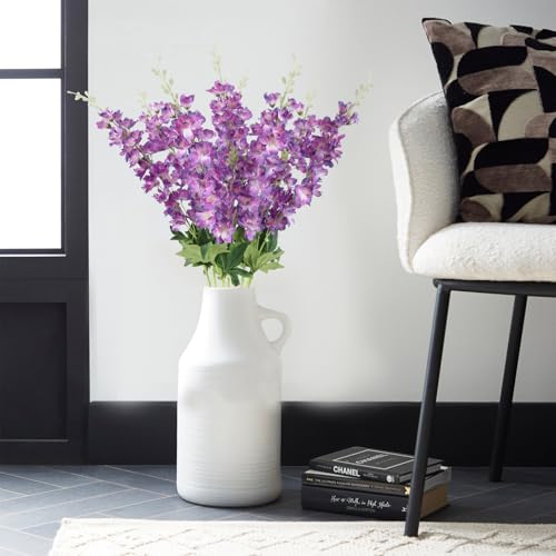 8PCS Delphinium Artificial Flowers 33.5'' Silk Faux Hyacinth Flowers Long Stem Artificial Snapdragon Flowers for Tall Vase Home Wedding Garden Table Centerpieces Decor(Colorful Purple) - color: Colorful Purple
