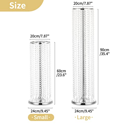 Nuptio 2 Pcs 23.6inch Tall Silver Crystal Wedding Centerpieces Flower Vases for Party Tables Decorations - color: Silver, size: 2 Pcs 23.6 inch