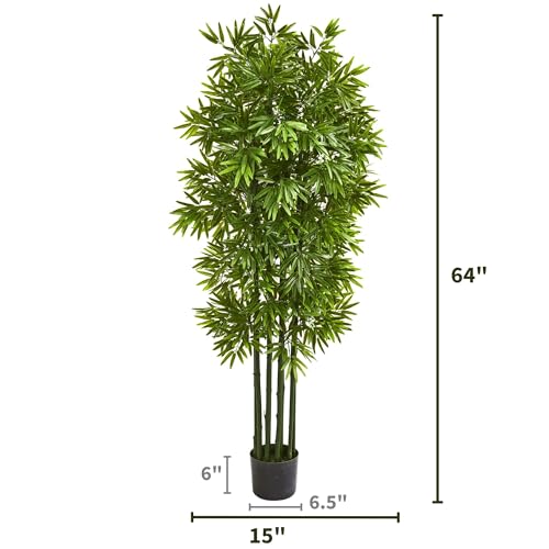 Nearly Natural 64” Bamboo Artificial Green Trunks UV Resistant (Indoor/Outdoor) Silk Trees