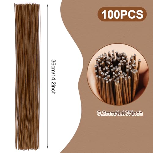 CCINEE 18 Gauge Brown Floral Stem Wire, 100 PCS Paper Wrapped Florist Wire for Crafts Artificial Flower Making, 14 inch - color: #18 Brown, size: #18