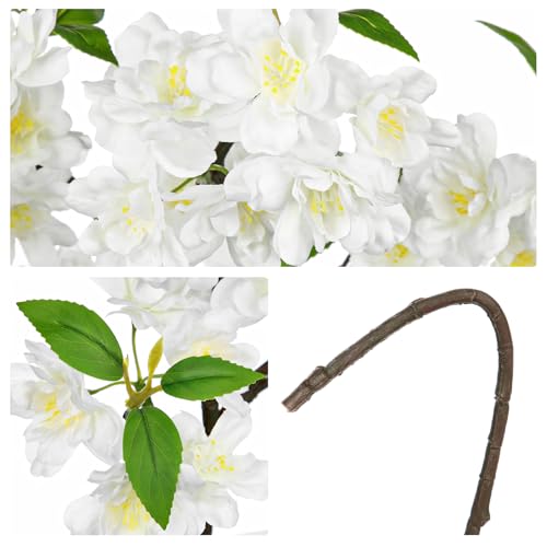 DILATATA 17" Cherry Blossom Branches for Vase Faux Cherry Flowers Picks White Peach Blossom for Floral Arrangements Artificial Apple Blossom Fake Silk Flower for Home Wedding Table Decor-4 Pcs - color: White03 #3