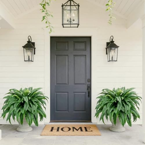 53" Large Artificial Boston Fern for Outdoor,100 Leaves Full & Lifelike Fake Fern Plants for Outside,UV Resistant Faux Fern for Hanging Planters, Porch, Patio Poolside Indoor Outdoor Decor - size: 53INCH
