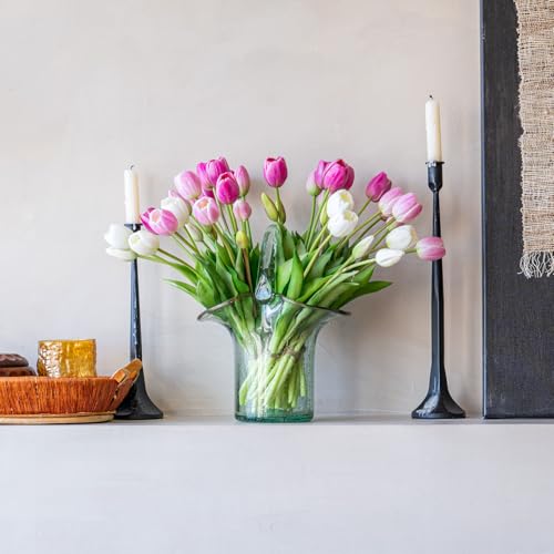 Artificial Tulips Flowers,Soft Touch Latex Bouquet, Fake Tulips,Spring Wedding Home Room Table Centerpiece Decor - color: 40pcs Peachblow Set(no Vase)