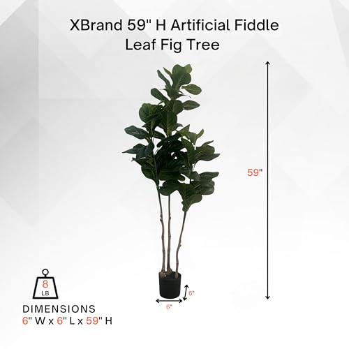 XBrand 59.1" Artificial Fiddle Leaf Fig Tree - color: Fiddle Leaf Fig Tree, size: 5in