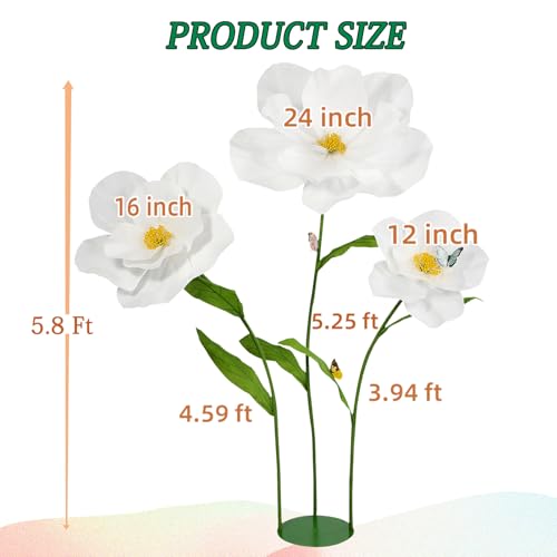 5.8 Ft Giant Artificial Flowers for Decoration,Large EVA Flower Decor,Wedding Arrangements, Birthday Party Banquet Background,Hotel,Office,Window Display(White) - color: White