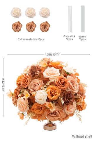 2pcs Large Artificial Flowers Centerpieces Decor for Tables Floral Arrangement Bouquet for Wedding Reception Aisle Ceremony Party Flowers Balls (Without Stand) (2pcs 15'' Autumn) - color: 2pcs 15'' Autumn