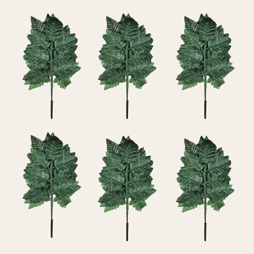 Bagged Set of 6 Silk Leather Fern Bundles - Each Bundle Contains 12 Individual Stems- Total of 72 Greenery Stems