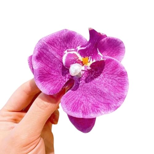 Corkwaw 50 Pcs Orchid Petals Artificial Decorations Orchids Heads Flowers Faux Silk Phalaenopsis Butterfly Flower Heads for Handmade DIY Home Wedding Party Decoration (Deep Purple) - color: Deep Purple