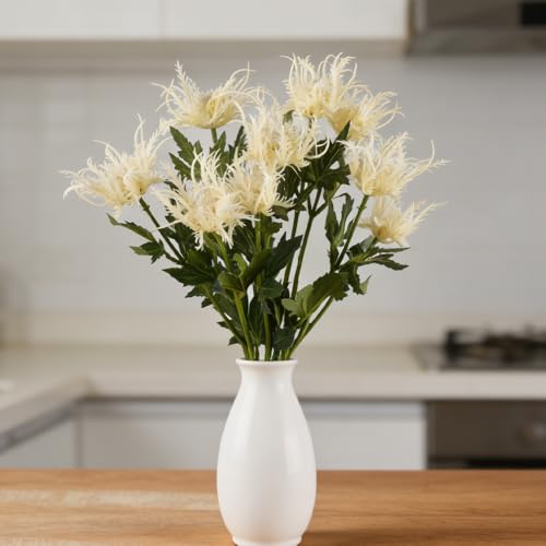 Artificial Thistle Flower Bouquet 2Pcs, White Artificial Eryngium Flowers Faux Thistle Artificial Spray Eryngiums Plants Simulation Sea Holly for Wedding Home Decoration Floral Arrangements