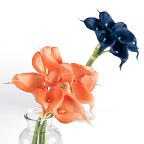 DuHouse 20Pcs Artificial Calla Lily Flower Real Touch Latex Flowers for DIY Wedding Bouquet Party Home Decor (Coral) - color: Coral, size: 20pcs