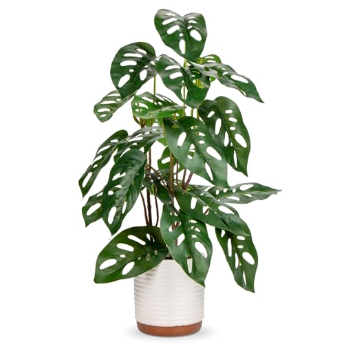 Fake Plants 21.7'' Faux Monstera Plant Tall Artificial Plants Indoor with Pots Faux Plants Fake Potted Plants Artificial Decor Fake Monstera Silk Plants for Home Living Room Bedroom Bathroom Office - color: Green, size: 21.7'' Monstera