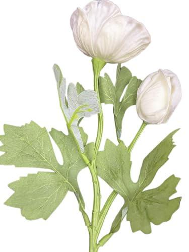 5Pcs Artifical Real Touch PU Anemone Flower Bouquet Room Home Decor (White) - color: White