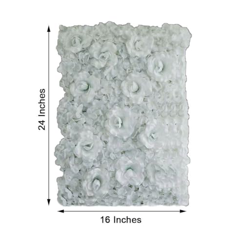 Efavormart 4 Pack White 3D Silk Rose and Hydrangea Flower Wall Panels - 11 Sq. Ft. UV Protected Artificial Floral Backdrop Mat for Wedding, Party Photography, Nursery Wall & DIY Decor - color: White