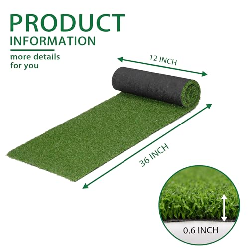Artificial Grass Indoor Outdoor Table Runner 12 x 36 Inch,Waterproof Astro Turf with Drainage Holes,Fake Turf Mat Grass Rug for Golf Themed Party,Wedding, Birthday,Home Decor,Dark Green - size: 12X36 Inches