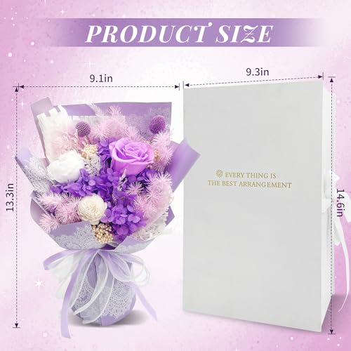 VTJMB Flowers for Delivery Prime, Preserved Flower Bouquet with Box, Birthday Dried Flowers Gift for Women, Mothers Day Gifts for Mom, Wife, Grandma, Friends - color: Romantic Purple