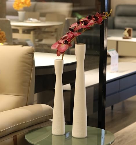 AETVRNI Flower Vase 16.5'' Tall White Ceramic Vase,Pampas Grass Vases,Modern Home Decorations,Handmade Brushed Skinny Floor Vases for Decor Living Room,Table,Fire Mantel,Entryway,White 40cm - color: White 40cm