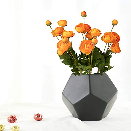 5 Stems Artificial Silk Ranunculus Flowers Orange 23" Tall,UV Resistant,Bendable Stems for Wedding Centerpieces,Home Deco（Orange） - color: Orange