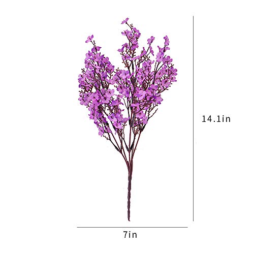 6PCS Artificial Baby Breath Flowers Fake Silk Real Touch DIY Floral Bouquets Decor Wedding Party Decoration Arrangements (Purple) - color: Purple