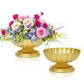 Gold Metal Urn Vases Set - 3.7 Inch Small Pedestal Flower Pot for Wedding Centerpieces, Table Decor, Floral Arrangements, Anniversary Party, Home Decoration (2, Gold-3.7"×7.3")