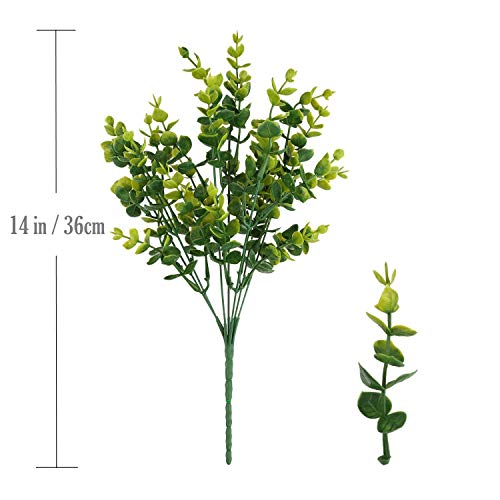CATTREE Artificial Shrubs Bushes, Plastic Eucalyptus Leaves Fake Green Plants Wedding Indoor Outdoor Home Garden Verandah Kitchen Office Table Centerpieces Arrangements Christmas Decoration 5 pcs - color: Eucalyptus Grass 5pcs