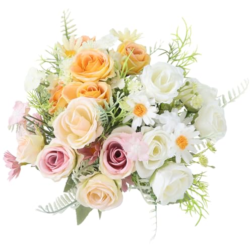Artificial Flowers 3 Pack Artificial Fake Flowers Bouquet Wedding Bouquets Decorations Plastic Floral for Party Home Décor - color: Mixed-1