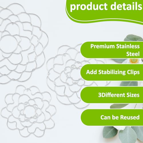 3PCS Flower Arrangement Holder, Flower Frogs for Arrangements Vase Floral Grid Stainless Steel Reusable Florist Supplies Easy Arranger Organizer for Vase Bouquets Fixation Plant Flowers Inserts