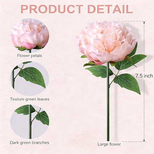 Artificial Hydrangea Flowers Arrangement in Wood Planter, 4PCS Fake Flowers in Wooden Vase Potted Floral Centerpieces for Tables Living Room Home Office Kitchen Decor (Light Pink Peony) - color: Light Pink Peony