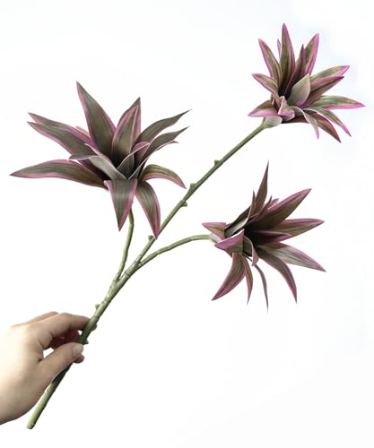 Artificial Plants, Fake Dracaena Plant Indoor Outdoor Bonsai Decor Faux Greenery 3D Leaves Stems for Home Garden Office Porch Patio Verandah Kitchen Office Vase Wedding Party Decorations Purple 2 Pack - color: Dracaena - Purple 2 Pcs