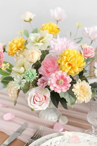 Fake Flowers Heads Bulk Pink Green Mini Artificial Silk Flower for Crafts, Small Artificial Daisy Roses Faux Flowers for Graduation Cap DIY Cake Wedding Party Home Garland Decoration - color: Pink Green