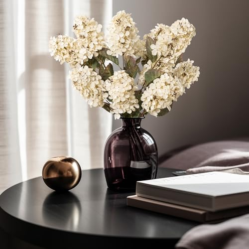 Ttranewsoo Hydrangea Artificial Flowers,Fall Hydrangeas Artificial Flowers, Fake Fall Dried Hydrangea Decoration,Faux Silk Flower with Stems Winter Decor Without Vase（Cream White 8PCS - color: White
