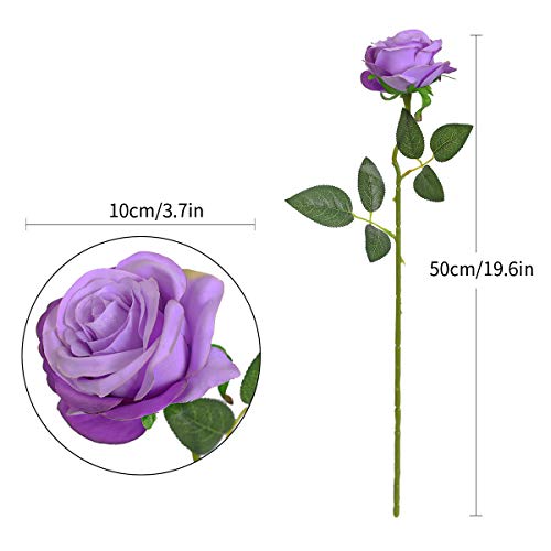 Nubry Artificial Silk Rose Flower Bouquet Lifelike Fake Rose for Wedding Home Party Decoration Event Gift 10pcs (Light Purple) - color: Gradient Light Purple