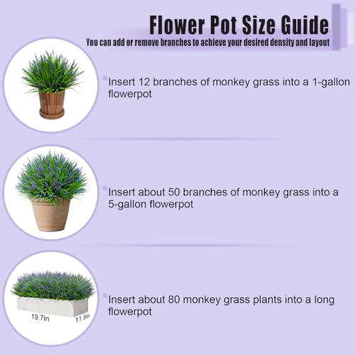 Fake Outdoor Plants Artificial Monkey Grass 12 Bundles Purple Faux Flowers for Outdoors Plastic Plant Outside Porch Patio Yard Planters Window Box Decor (12 Bundles Purple Monkey Grasses) - color: 12 Bundles Purple Monkey Grasses
