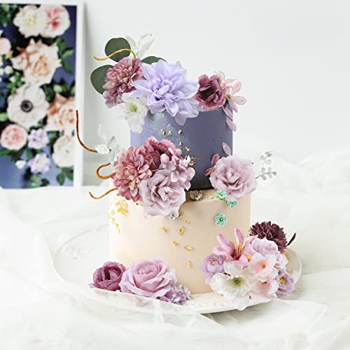 Garisey Artificial Flowers Combo for DIY Wedding Bouquets Combo Centerpieces Arrangements Party Bridal Baby Shower Home Decorations-Purple - color: Purple