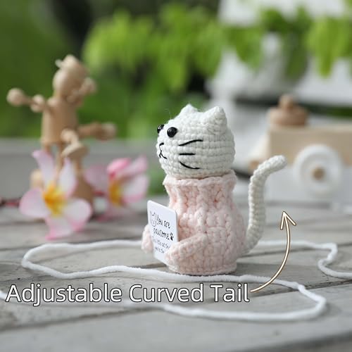 YOOJEE Positive Crochet Cat Animals Mothers Day Gifts Teacher Women Coworker Gifts for Women Sister Daughter Kid – “You are Pawsome” Emotional Inspirational Support Birthday Thank You Gift - color: Cat–You Are Pawsome