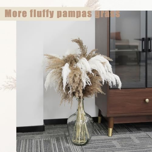 30 Stems 28 inch Boho Decor Tall - Dried Pampas Grass, Brown & White Pampas Grass Fluffy Large, Dry Flowers, Tall Pampas Bulk for Room Decor, Home Decor Floor,Wedding Decor - size: 30pcs 15brown & 15white