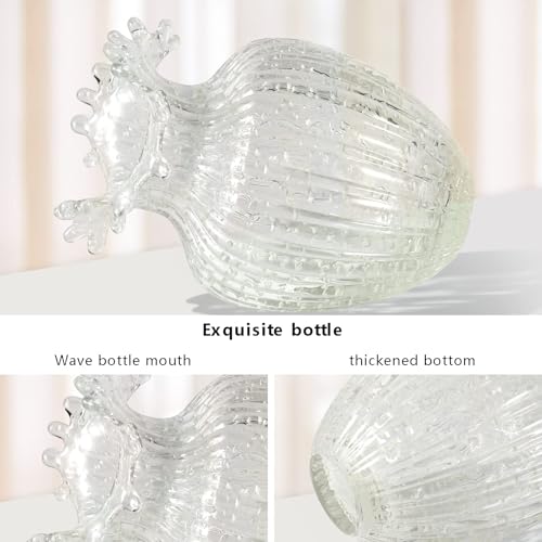 Handmade Glass Flower Vase Luminous Waves Mouth Decorative Vase Vintage Home Decor Rustic Farmhouse Decorations Living Room,Dining Room,Fireplace,Shelf