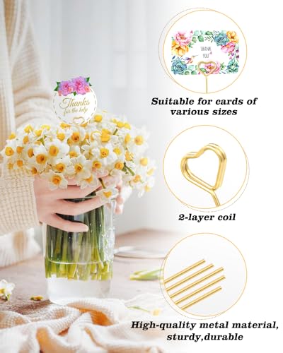 30Pcs Floral Card Holder Picks-Wire Place Card Holder for Wedding-Metal Photo Picture Clip Holder-Table Name Number Holder,Memo Note Holder for Flower Arrangement,Wedding,Baby Shower,Party,Decorations (Gold, Heart) - color: Gold, size: Heart