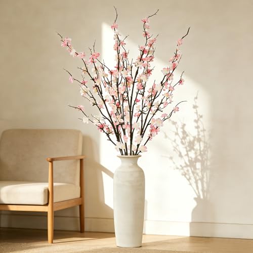 4 Pcs Cherry Blossom Branches 39 Inch Pink Fake Flowers Spring Decorations for Home Decor, Artificial Flowers Long Stem Branches for Vase Wedding Office Party Table Decor Centerpieces - color: Pink, size: 4 Pcs