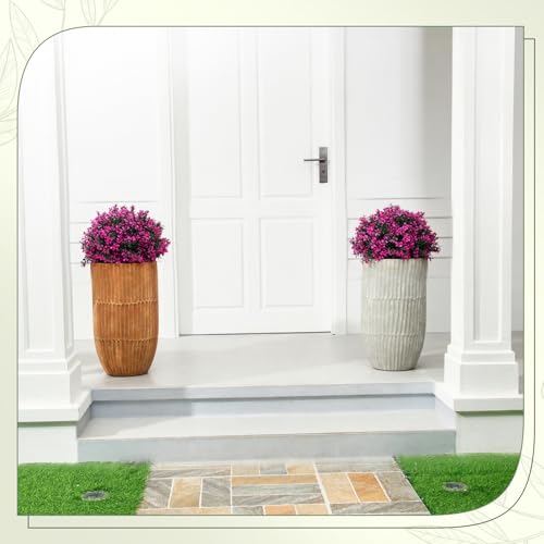 Yunlly 2 Pack 18" Artificial Boxwood Ball Bush Topiary Trees Fake Outdoor Plants, Realistic UV Resistance Faux Shrubs with Spike Greenery Topiary for Front Porch Garden Yard Patio Indoor (Fuchsia) - color: Fuchsia