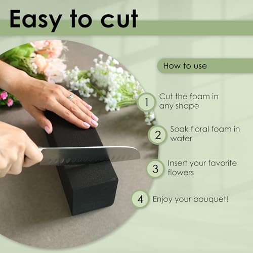 XCEL Floral Foam for Flower Arrangements Floral Foam Blocks - Reusable, Weather Resistant Craft Foam Fresh & Artificial Flower Arrangements, Styrofoam Block (Black 9" x 3" x 3" - 4 Pack) - color: Black 9" X 3" X 3" - 4 Pack