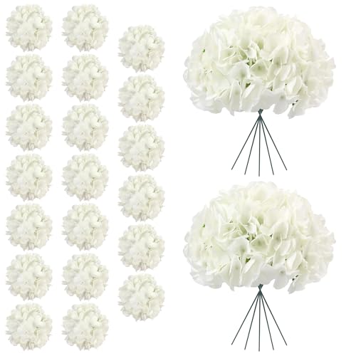 AVIVIHO 20Pcs White Hydrangea Artificial Flowers Bulk Realistic Silk Faux Hydrangea Heads with Stems Ivory Fake Flowers for Wedding,Party,Home,Table Centerpieces, Arch,Baby Shower,Party DIY Decoration - color: Ivory, size: 20PCS