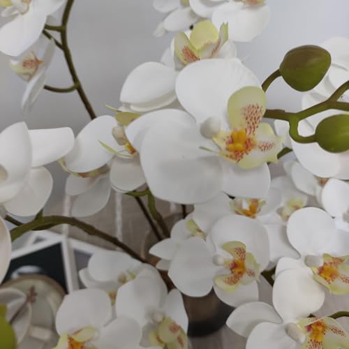 ATFL 8 Pack White Orchid Artificial Flowers Real Touch, 22'' Artificial Fake Faux Silk Orchid Stem Bouquets for Wedding Party Home Garden Decor,Orquideas Artificiales para Decora - color: White