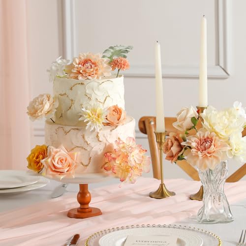 Garisey Artificial Flowers Combo, Mix Silk Flowers Roses, Peonies, Dahlias with Stems for DIY Wedding Bridal Bouquet, Baby Shower, Table Centerpieces, Home Decor, Floral Arrangements-Champagne Powder - color: Champagne Powder