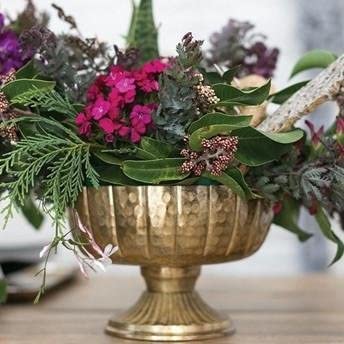Accent Decor Distressed Gold Metal Compote Bowl | Gold Compote Vase l Lita Metal Vase l Indoor and Outdoor Compote for Any Event - color: Gold Compote, size: 7.75"x 5.75"