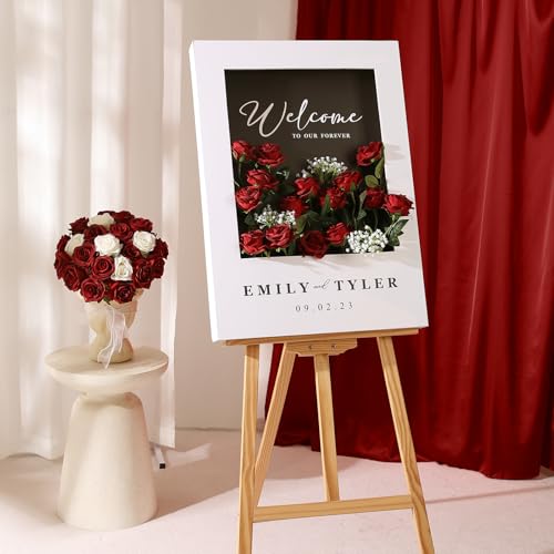 Tifuly Red Roses Artificial Flowers - 12 pcs Realistic Long Stem Fake Roses Faux Silk Flowers for DIY Bouquets Wedding Centerpieces Arrangements Home Party Decor（Burgundy） - color: Burgundy