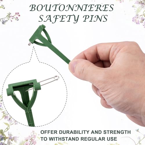 Boutonniere Safety Pins, Plastic Corsage Pins Safety Clips for Bride Groom, Tiny Boutonniere Brooch Supplies - color: Dark Green-20pcs-triangle