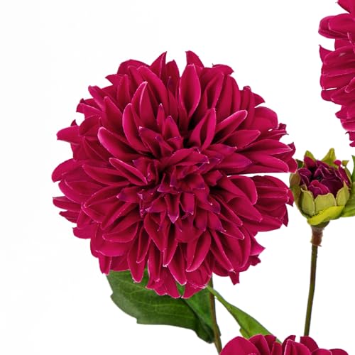 Hollyone Purple-Pink Dahlia Artificial Flowers 5Pcs Fake Dahlia Flowers for Decoration Silk Flower with Long Stem 17" Floral Arrangements Bouquets Indoors Outdoors Faux Dahlias Centerpieces Home Decor - color: Purple-pink