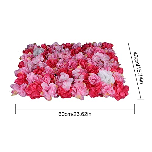 Artificial Flower Wall Panels, Silk Wedding Flower Wall Backdrop Panel, 3D Floral Panel Artificial Floral Wall Mat Flower Screen for Photo Party Wedding Wall Background Decor (6PCS Rose Red+Dark Pink) - color: 6pcs Rose Red+dark Pink