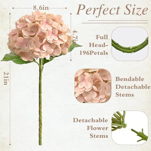 Beige Neutral Real Touch Hydrangea Artificial Flowers, Faux Hydrangea Flowers, Latex Faux Hydrangea Artificial Flowers for Vase, Front Porch Wedding Home Decor, Spring Fall Centerpiece, 3 Pcs - color: Beige, size: 3pcs